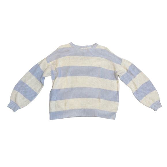 Hollister Rugby Stripe Oversized Crew Knit Sweater Cotton Blend Size S - Picture 1 of 3